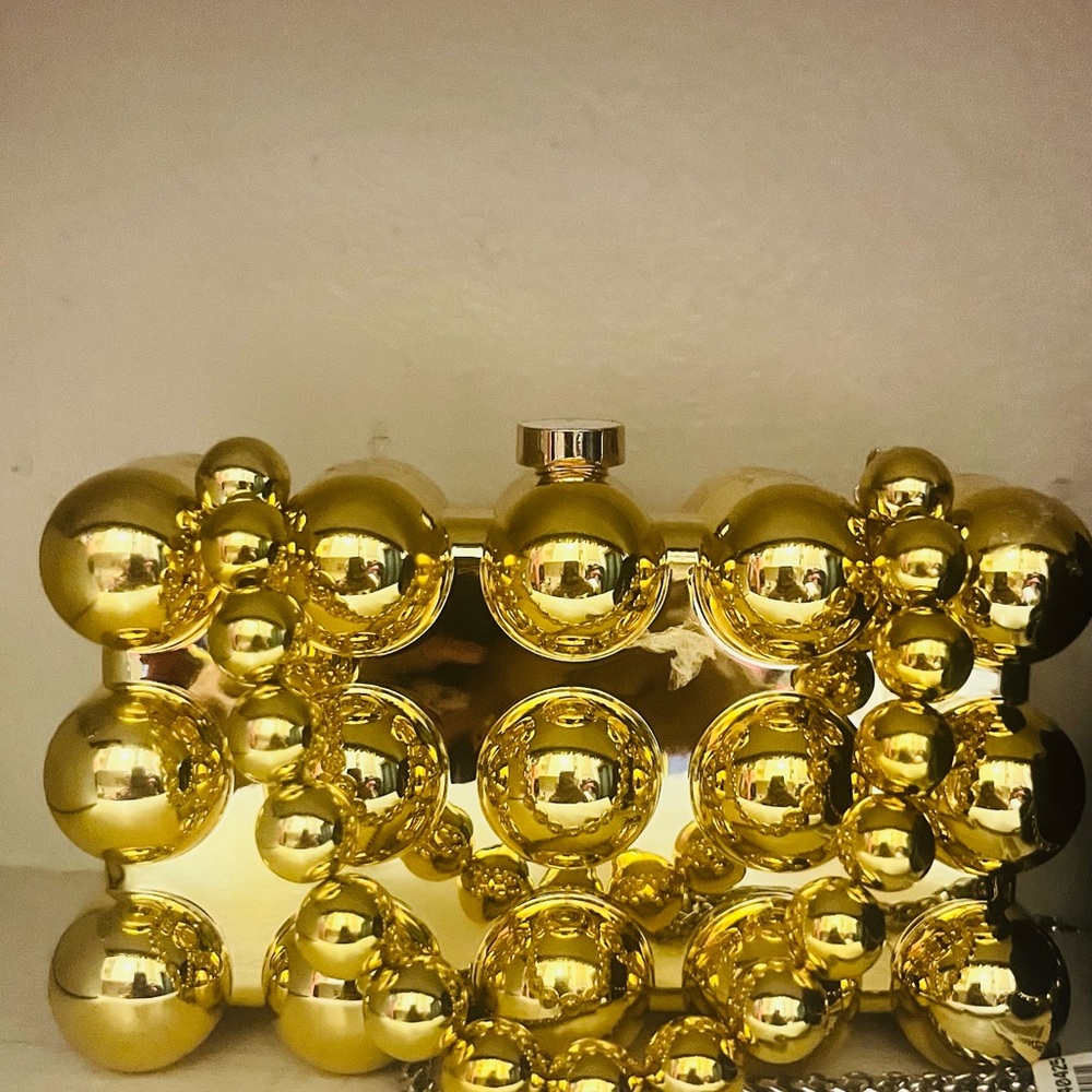 Gold Sphere Beaded Clutch - Women Bags